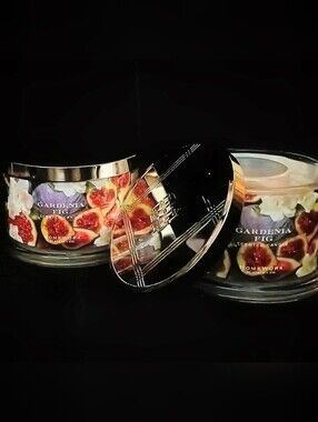 HomeWorx Gardenia Fig Scented Candle with Gold Lid NWOT